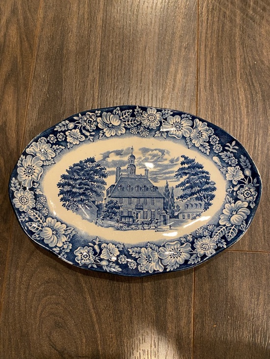 Other - Blue and White Scenic Oval Serving Platter - Home Dining